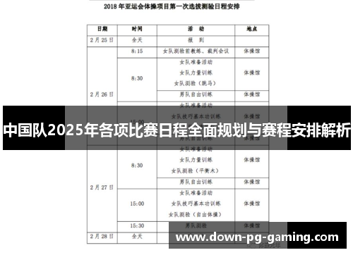 中国队2025年各项比赛日程全面规划与赛程安排解析 中国队2025年各项比赛日程全面规划与赛程安排解析